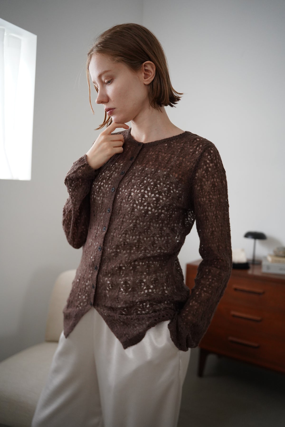 Mohair Touch Openwork Cardigan
