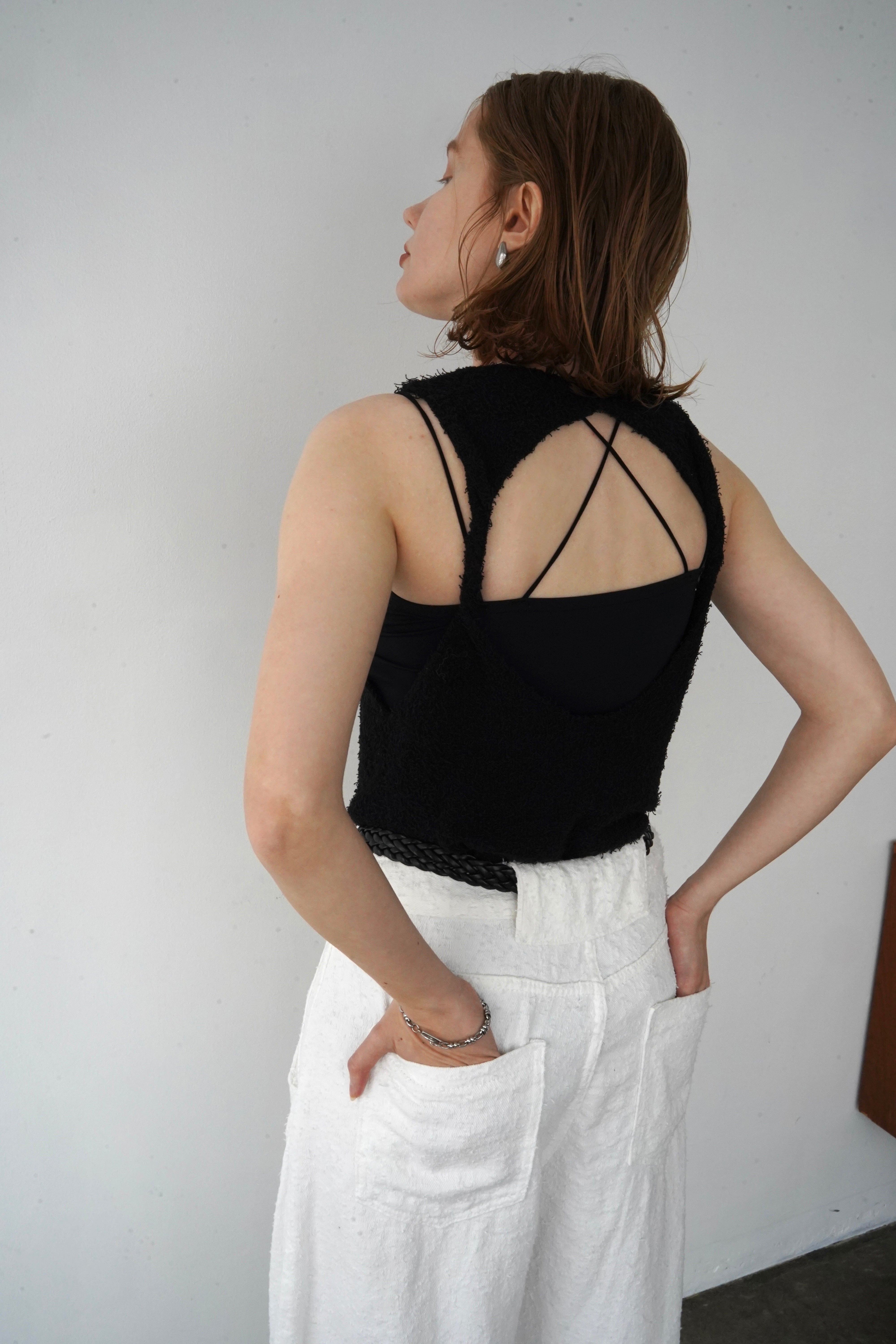 Back open knit tops
