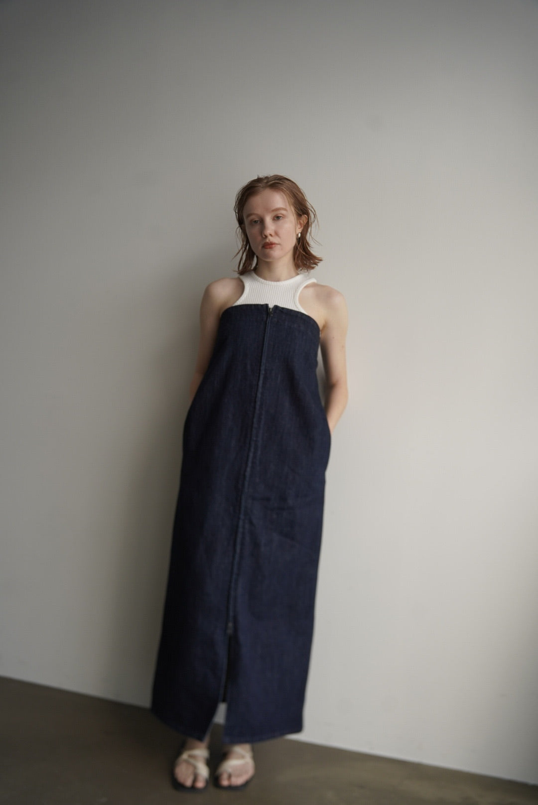 Denim bear zip one-piece – WELINOA