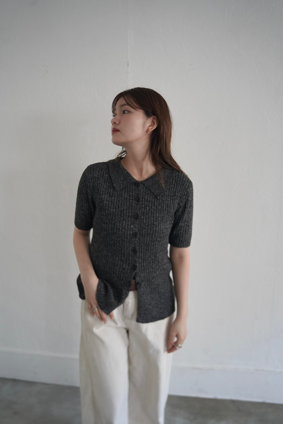 Bouclé knit polo
