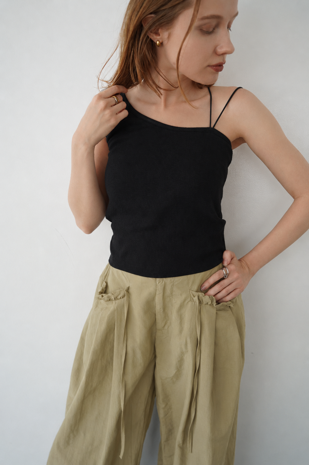 One shoulder lib top