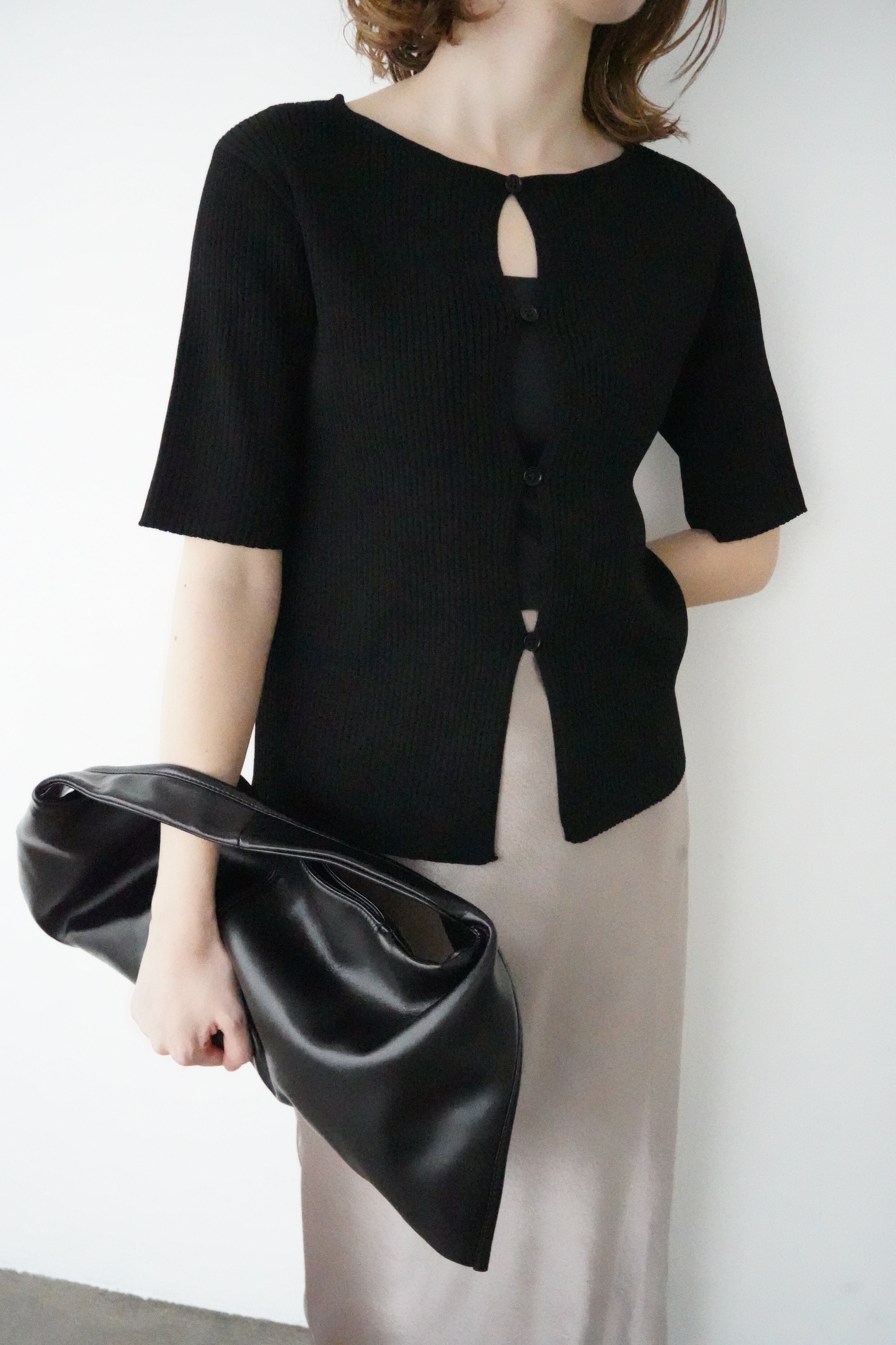 Front button half sleeve top