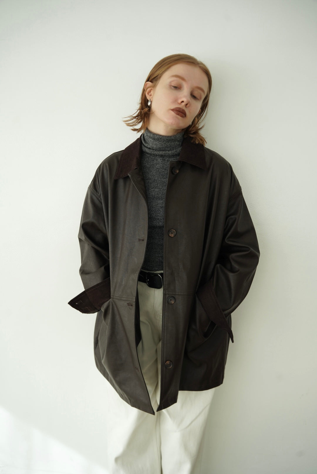 Collar corduroy leather JK