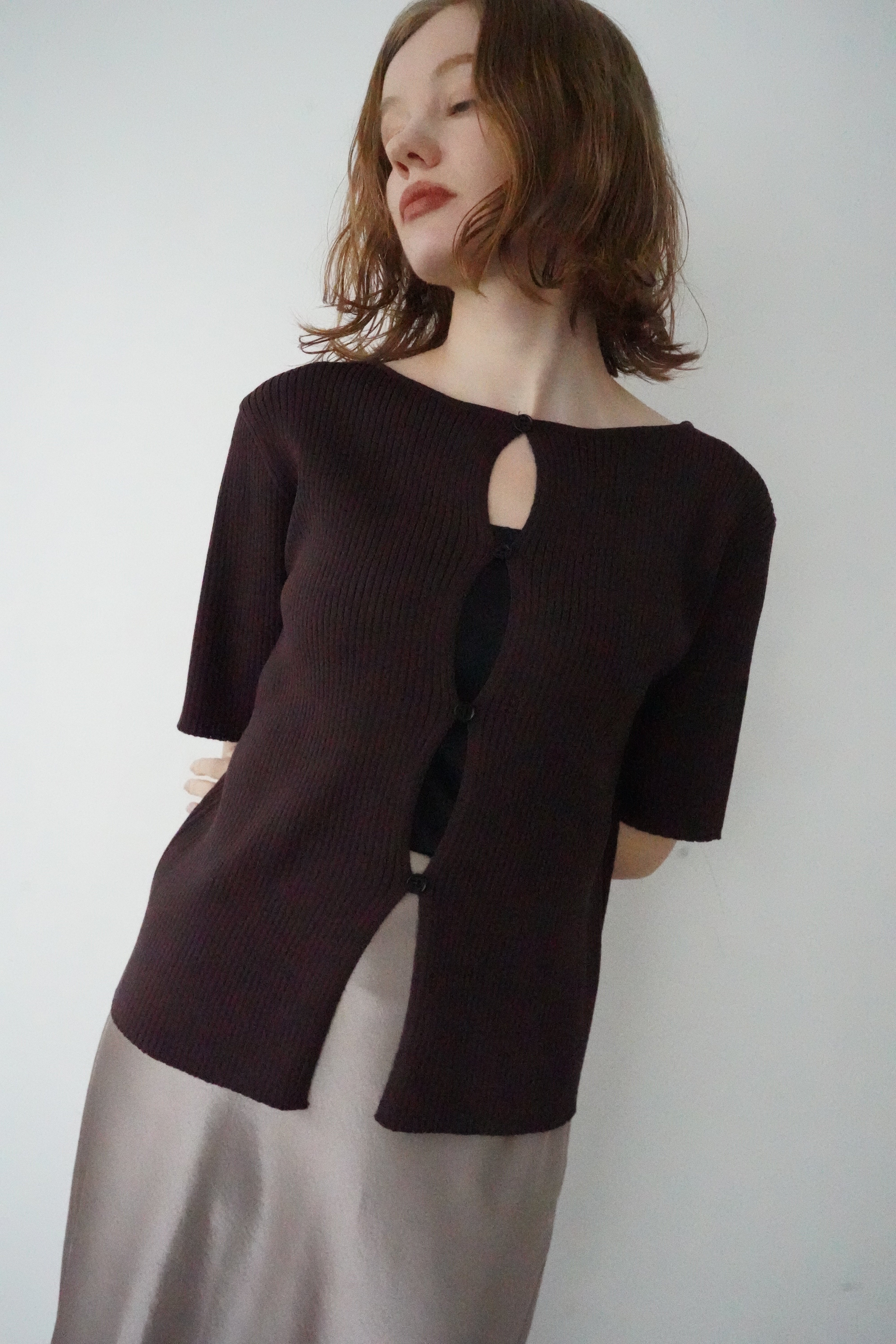 Front button half sleeve top
