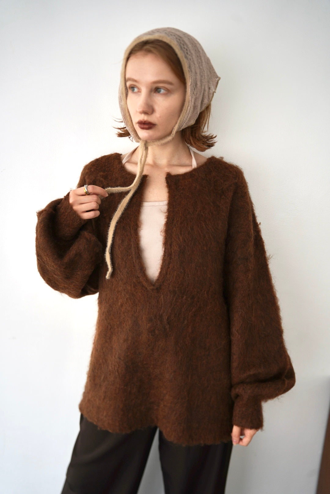 Deep skipper mohair knit