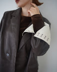 Bi-color cuffs leather jacket
