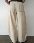 Belt curve denim pants
