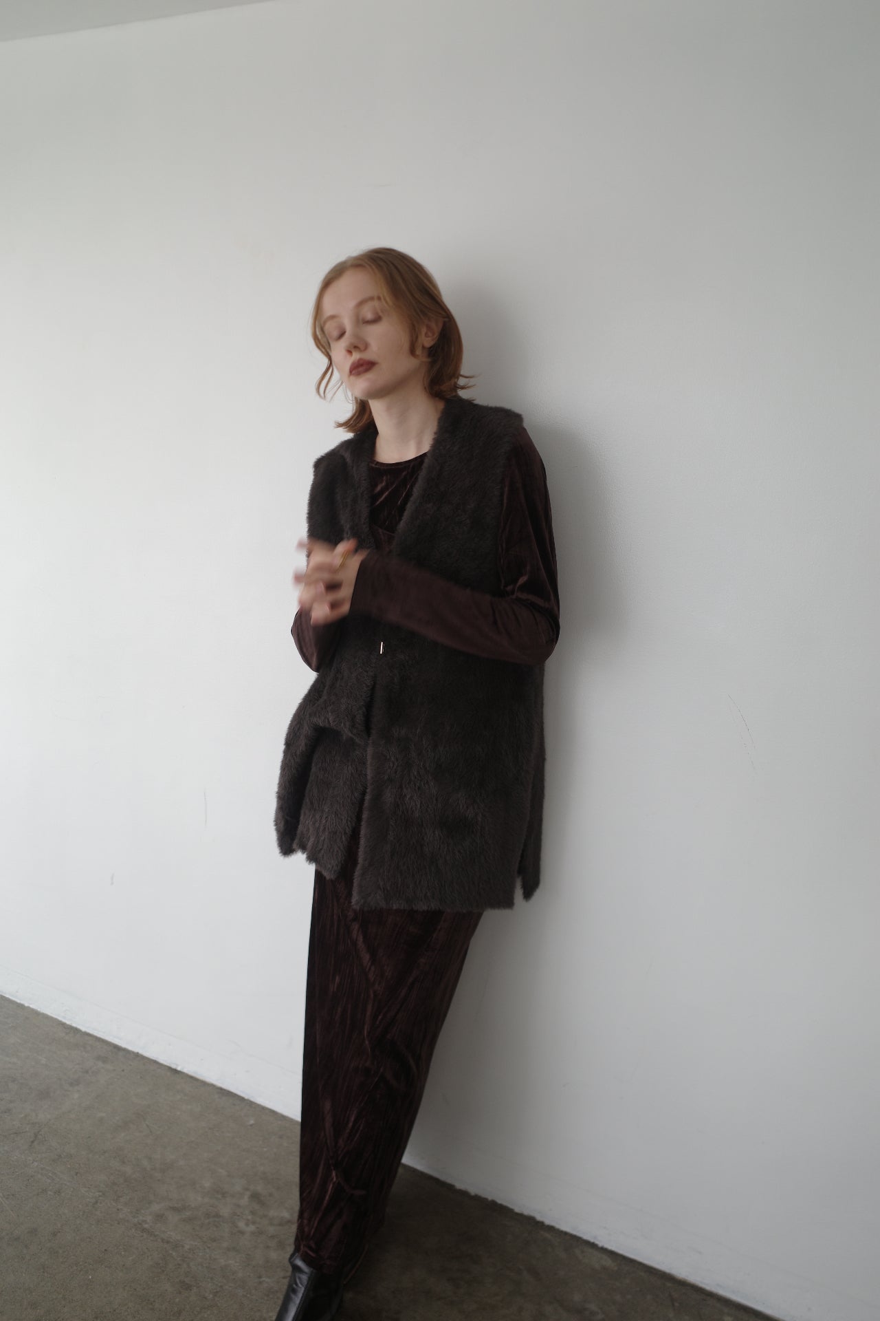 Double face shaggy gilet
