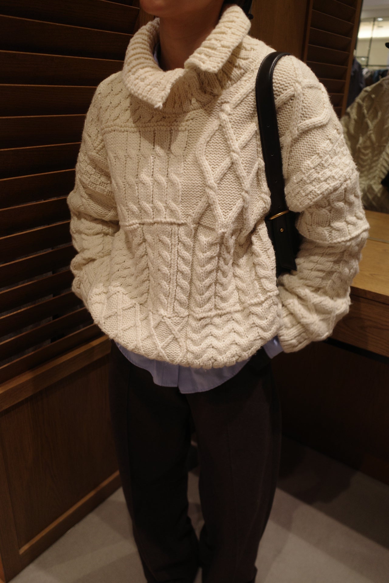 Asymmetric cable knit