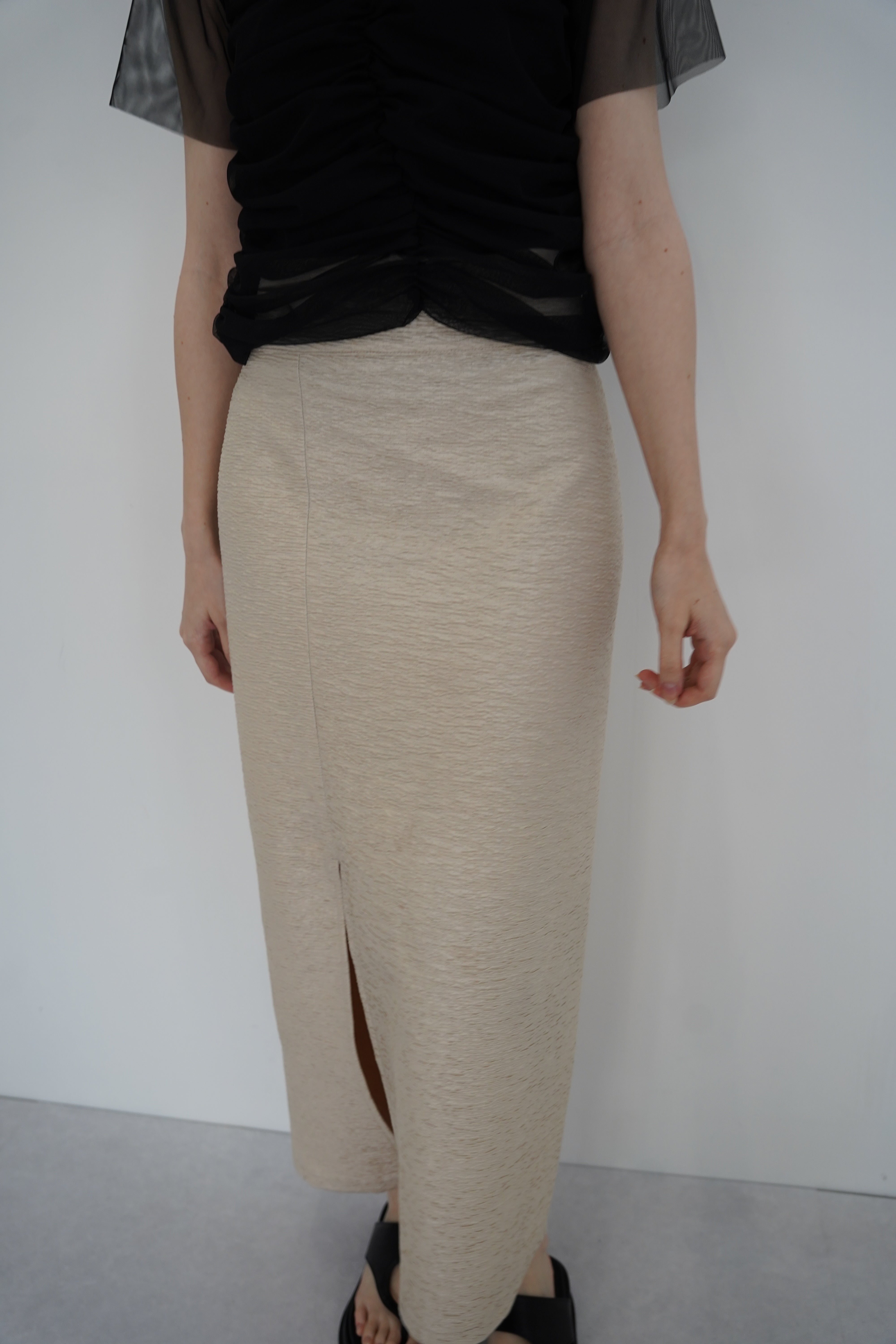 Jacquard slit skirt