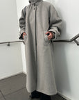 Fabric stand collar long coat