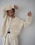 Low Gauge Texture Zip Cardigan