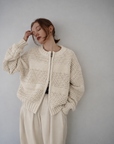 Low Gauge Texture Zip Cardigan