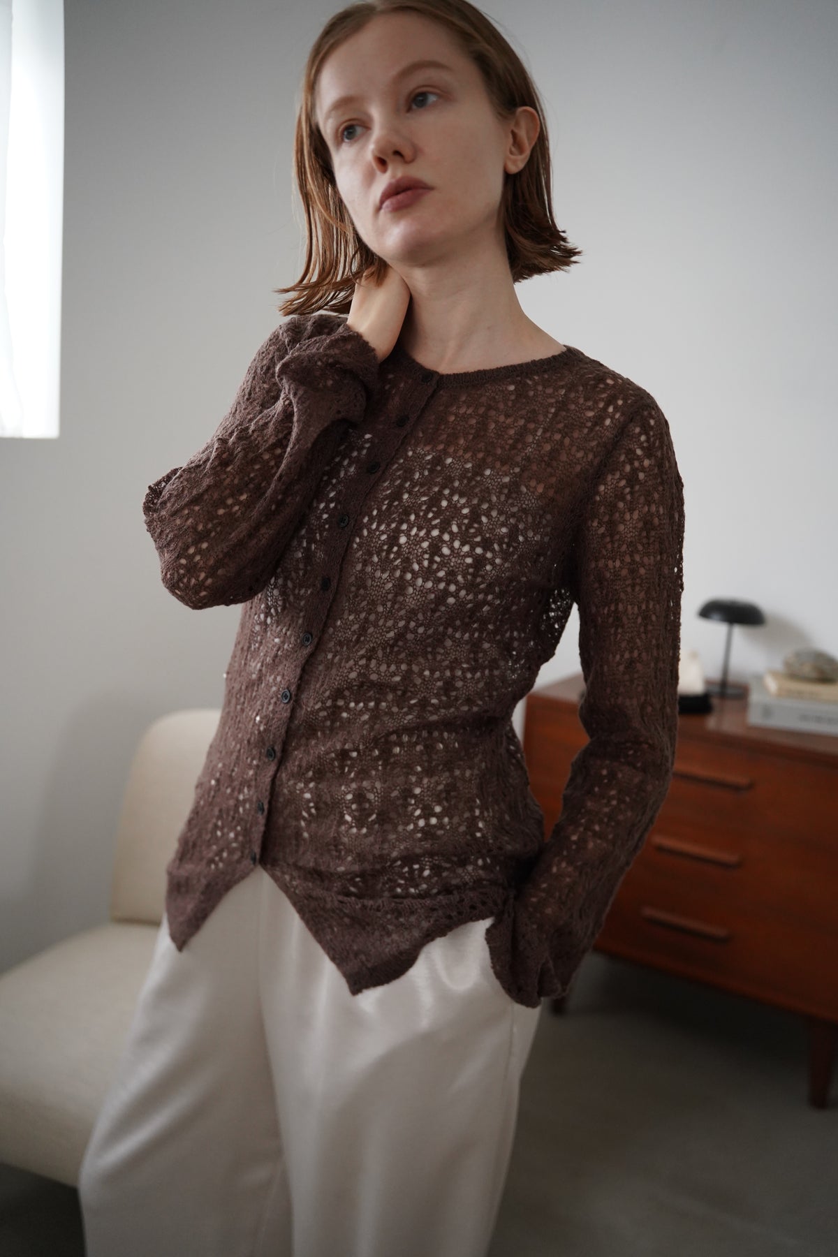 Mohair Touch Openwork Cardigan