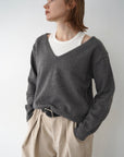 【予約販売】-10月下旬発送-Deep Vneck layered knit SET