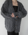 Shaggy mohair long cardigan