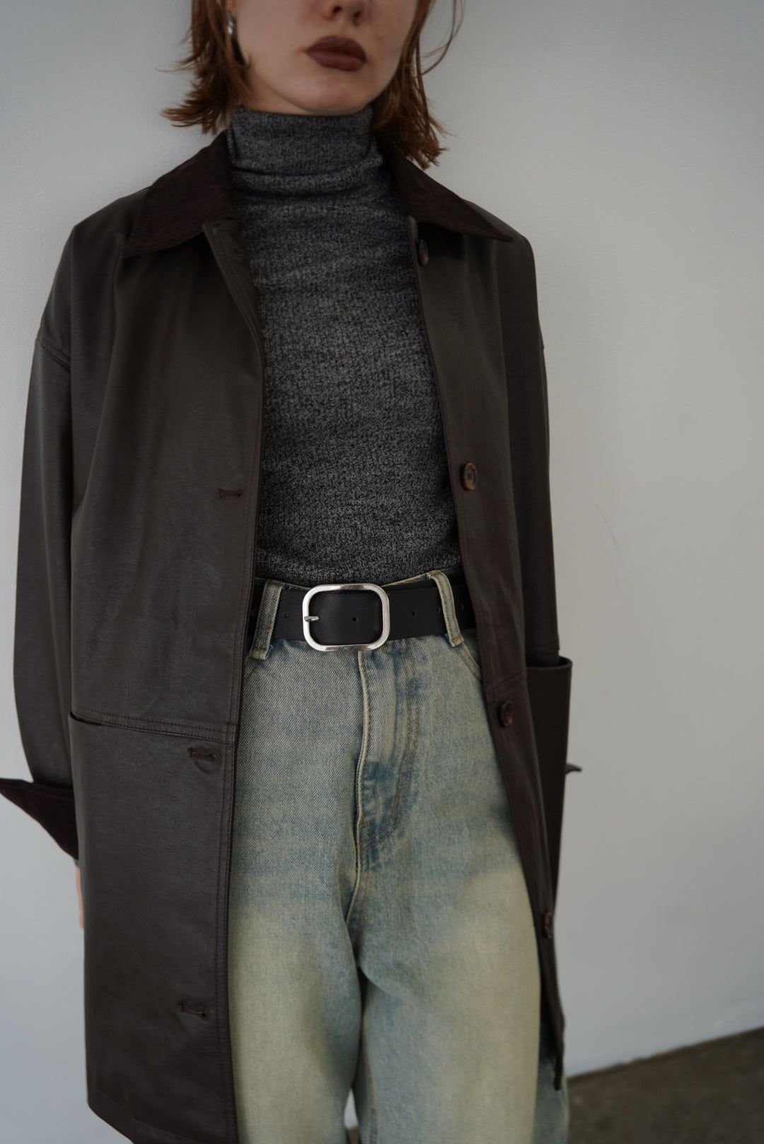 Collar corduroy leather JK