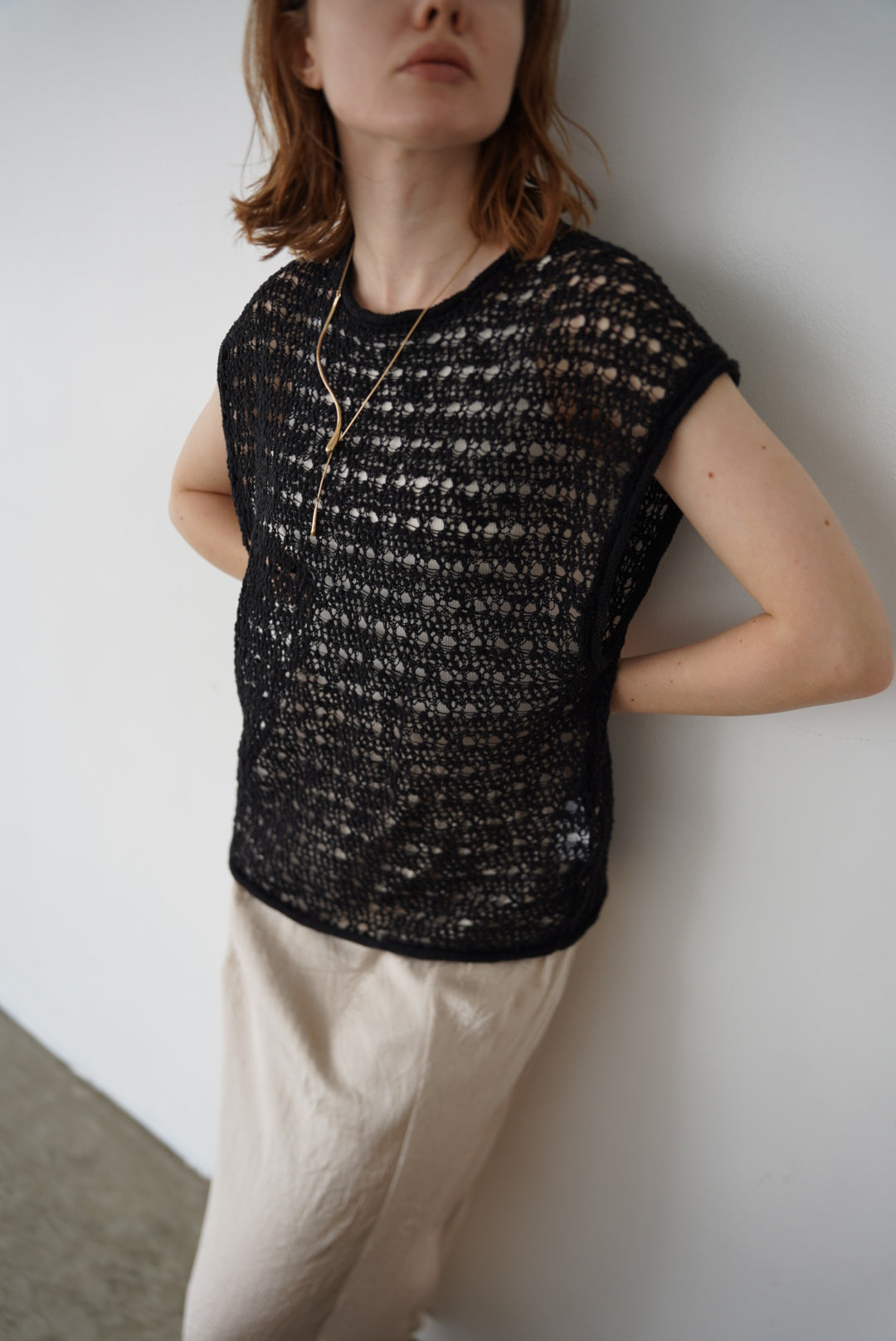 Openwork knit top