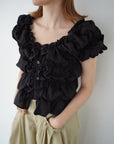 Shirring  puff volume tops