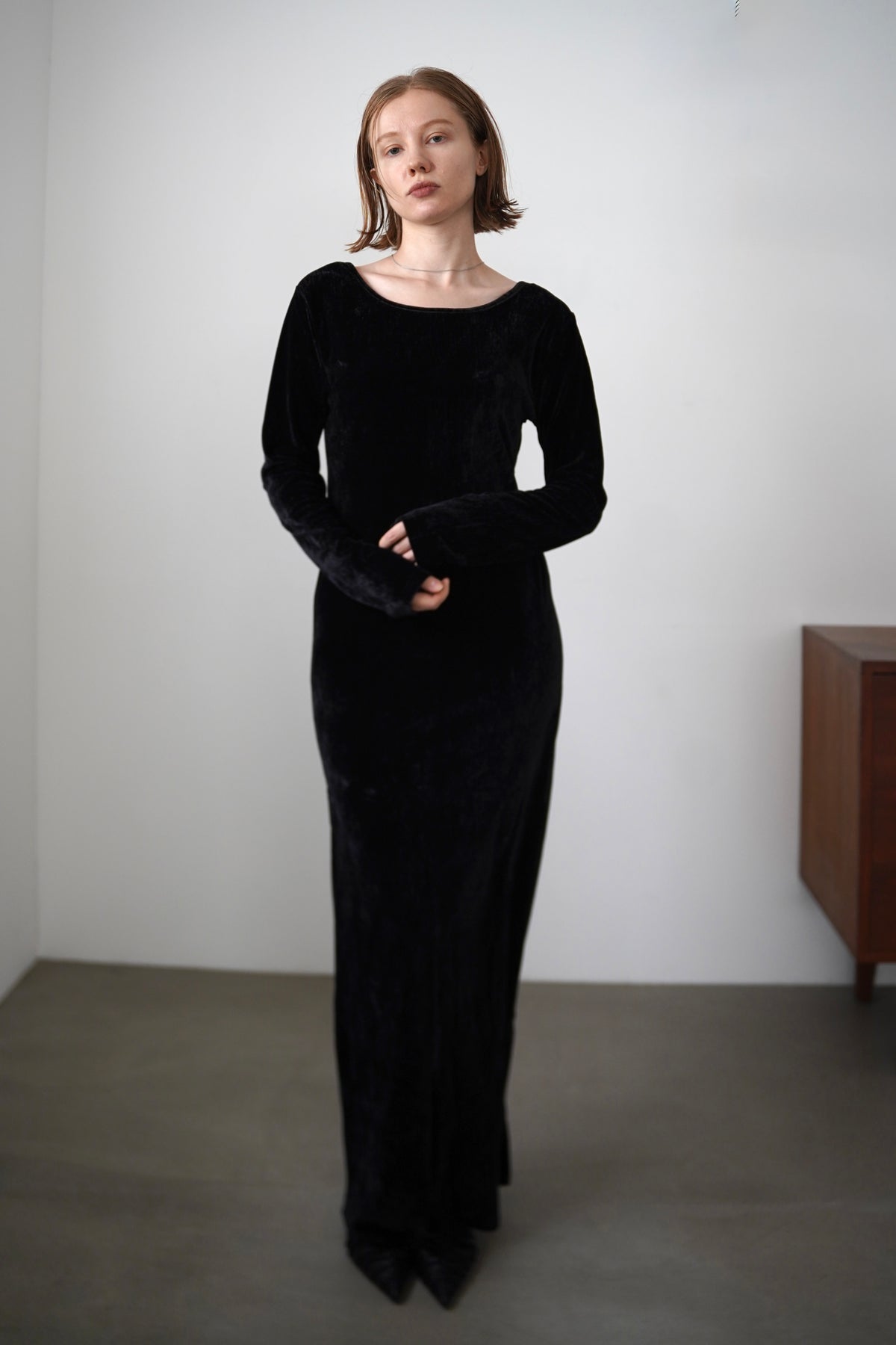 Velours back open one-piece
