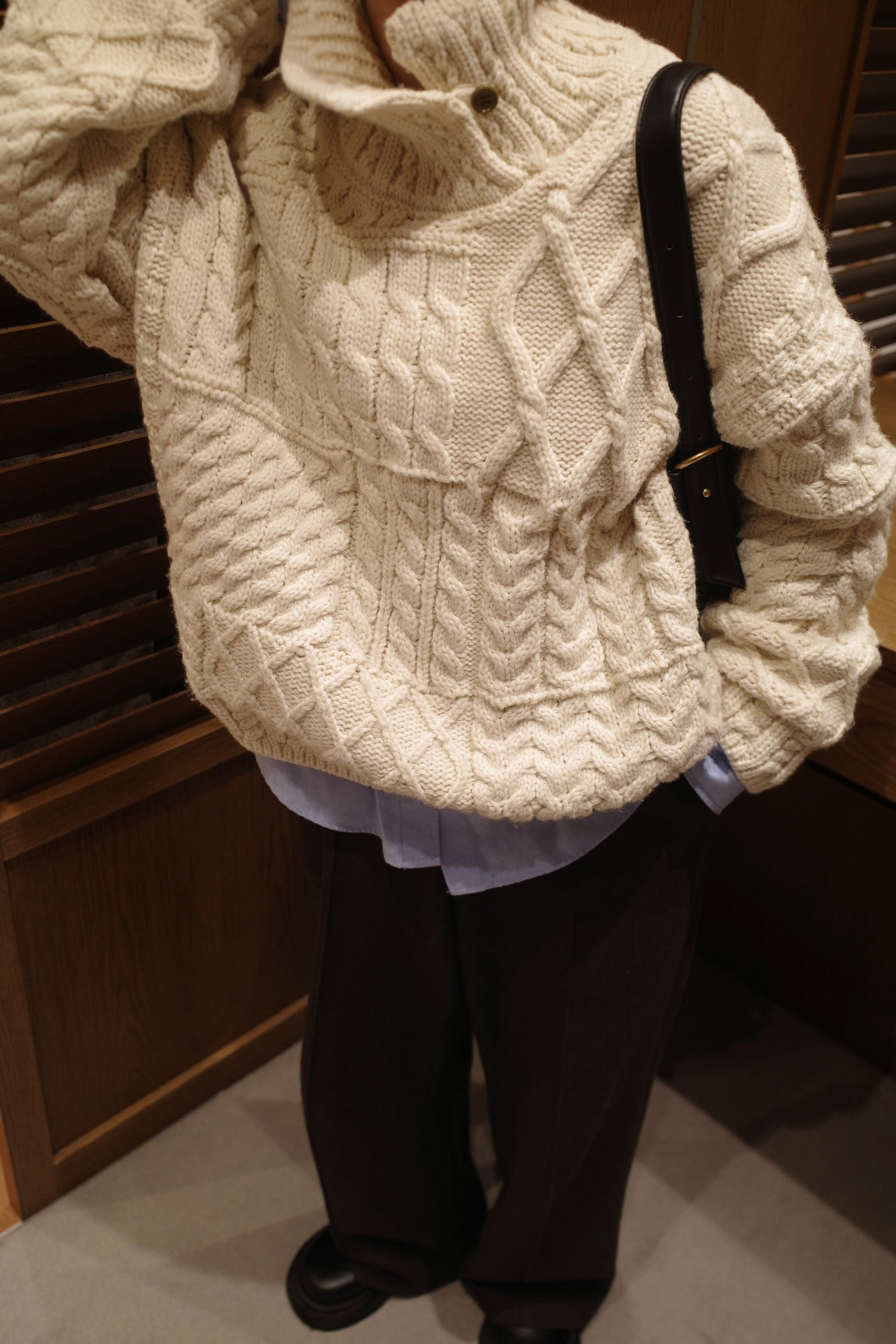 Asymmetric cable knit