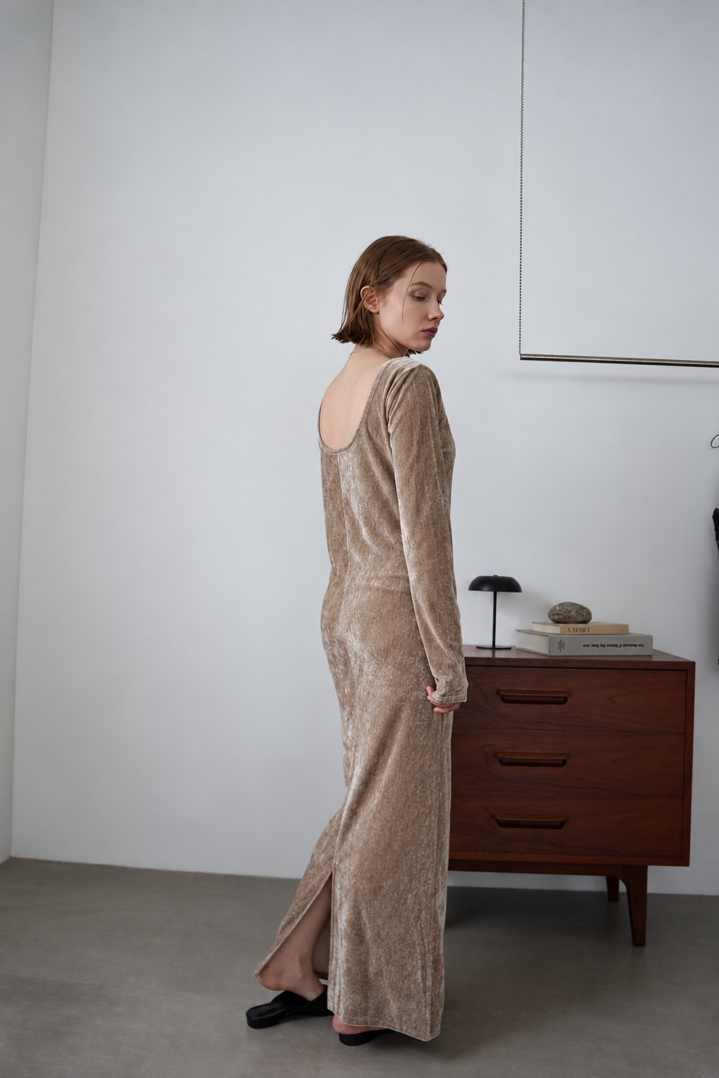 Velours back open one-piece