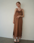 Race satin camisole one-piece