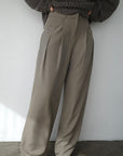 Side pleats slacks pants