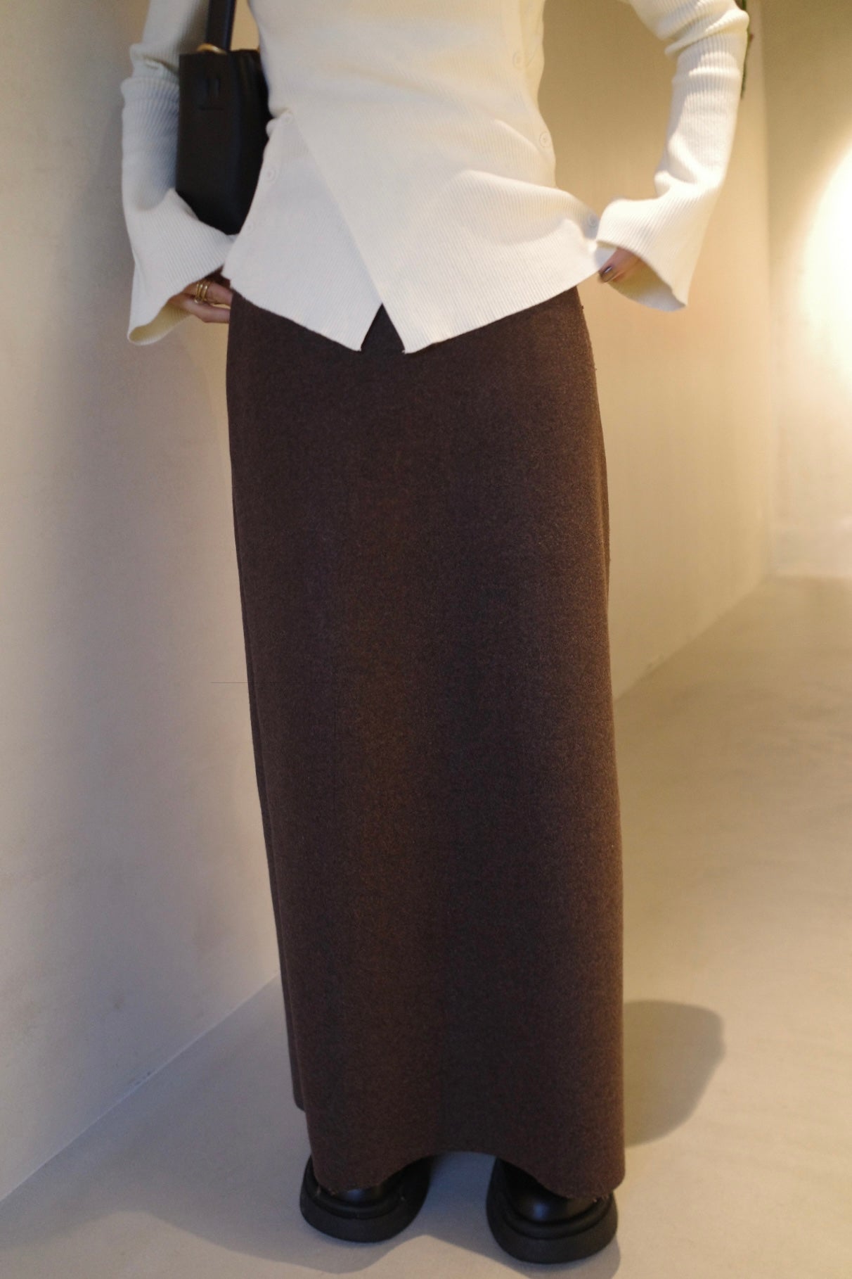 Wool soft long skirt