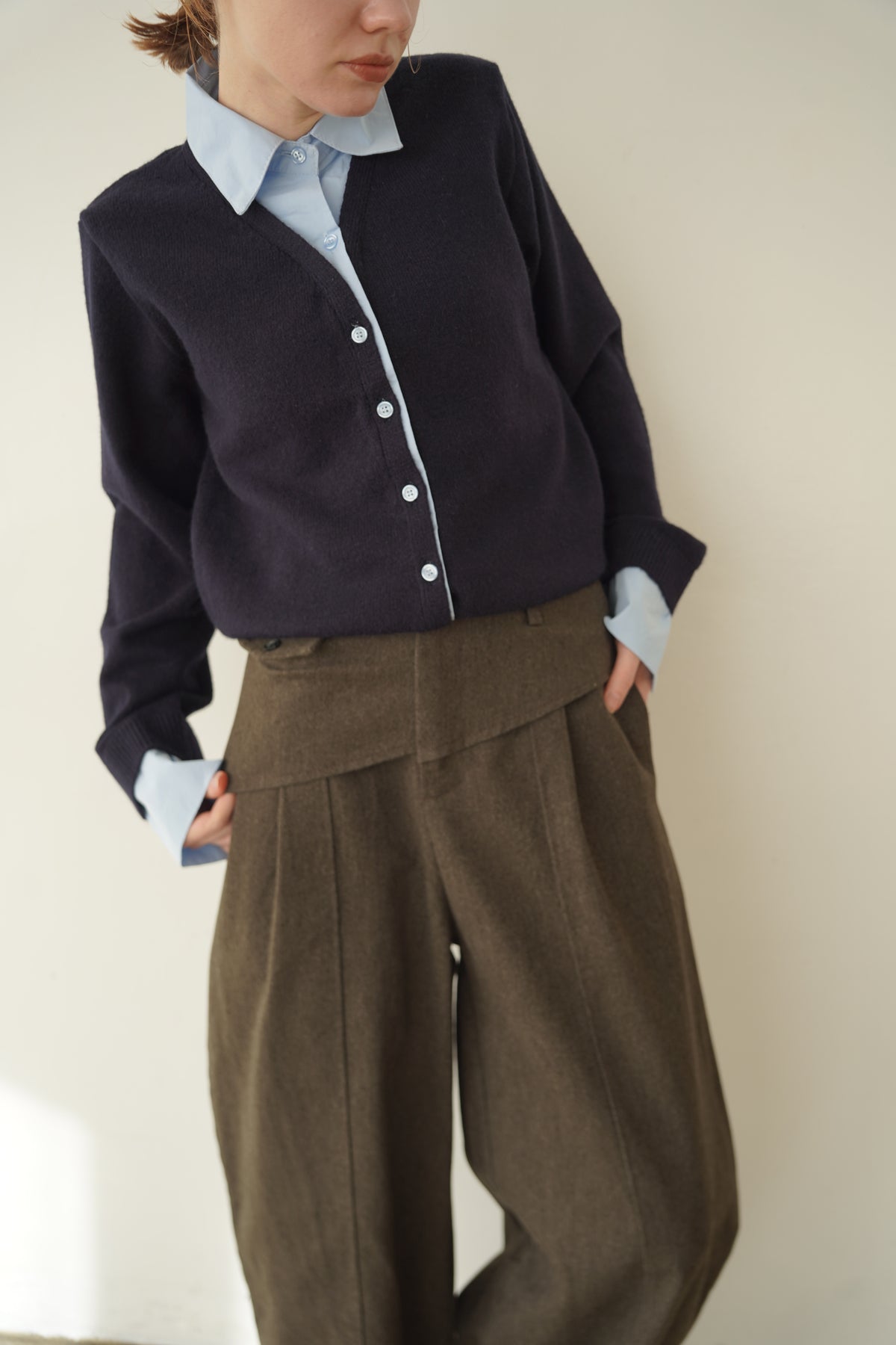 Shirt docking knit cardigan
