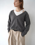 【予約販売】-10月下旬発送-Deep Vneck layered knit SET