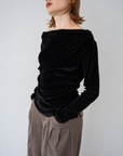 【予約販売】10月上旬-発送　Unbalance gather sier velours tops