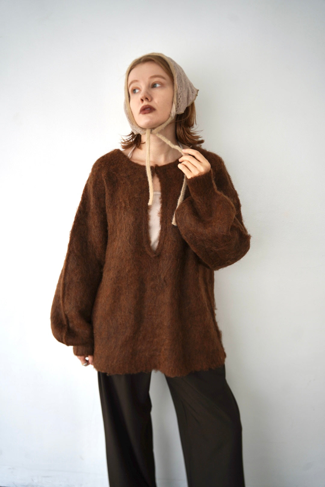 Deep skipper mohair knit