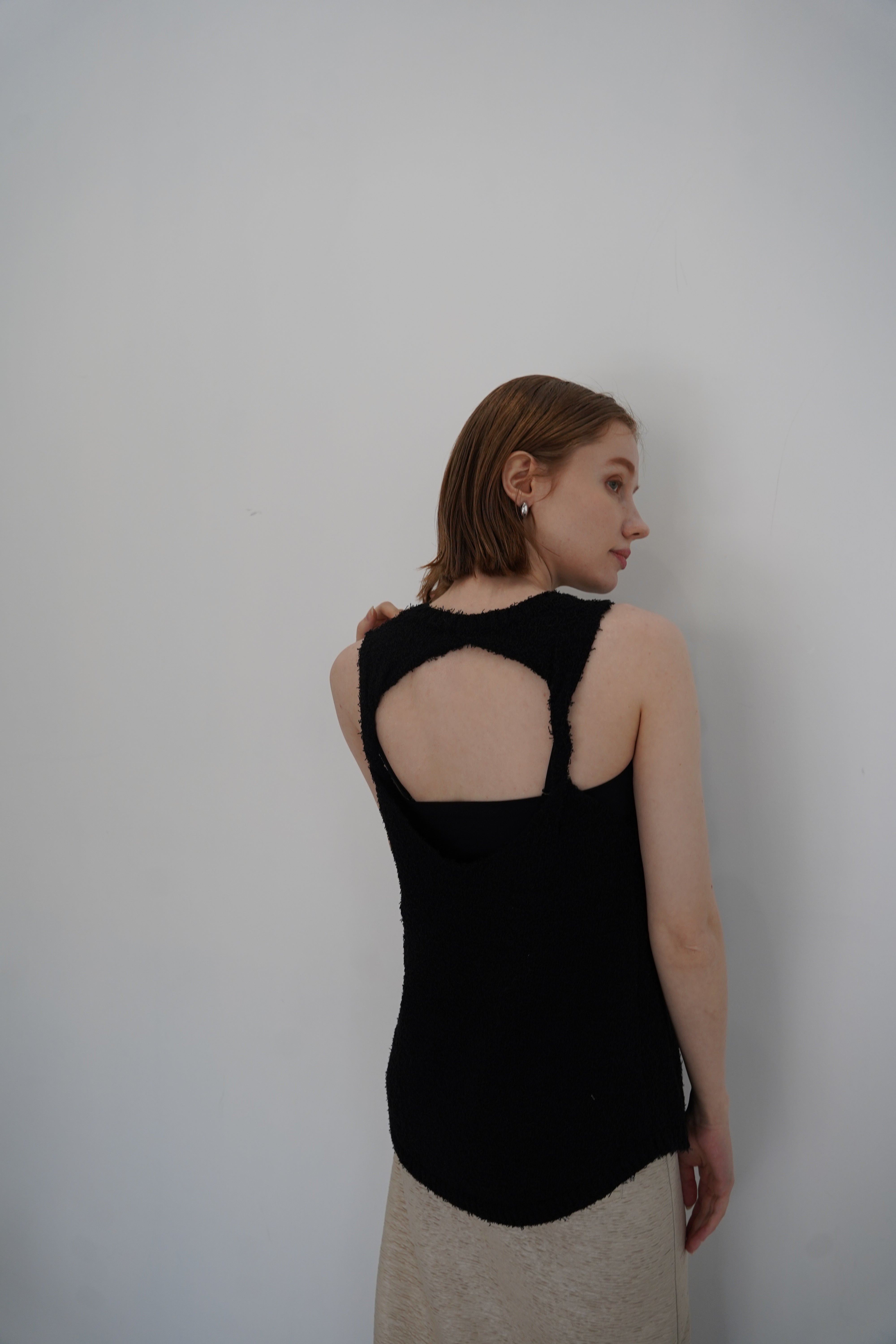 Back open knit tops
