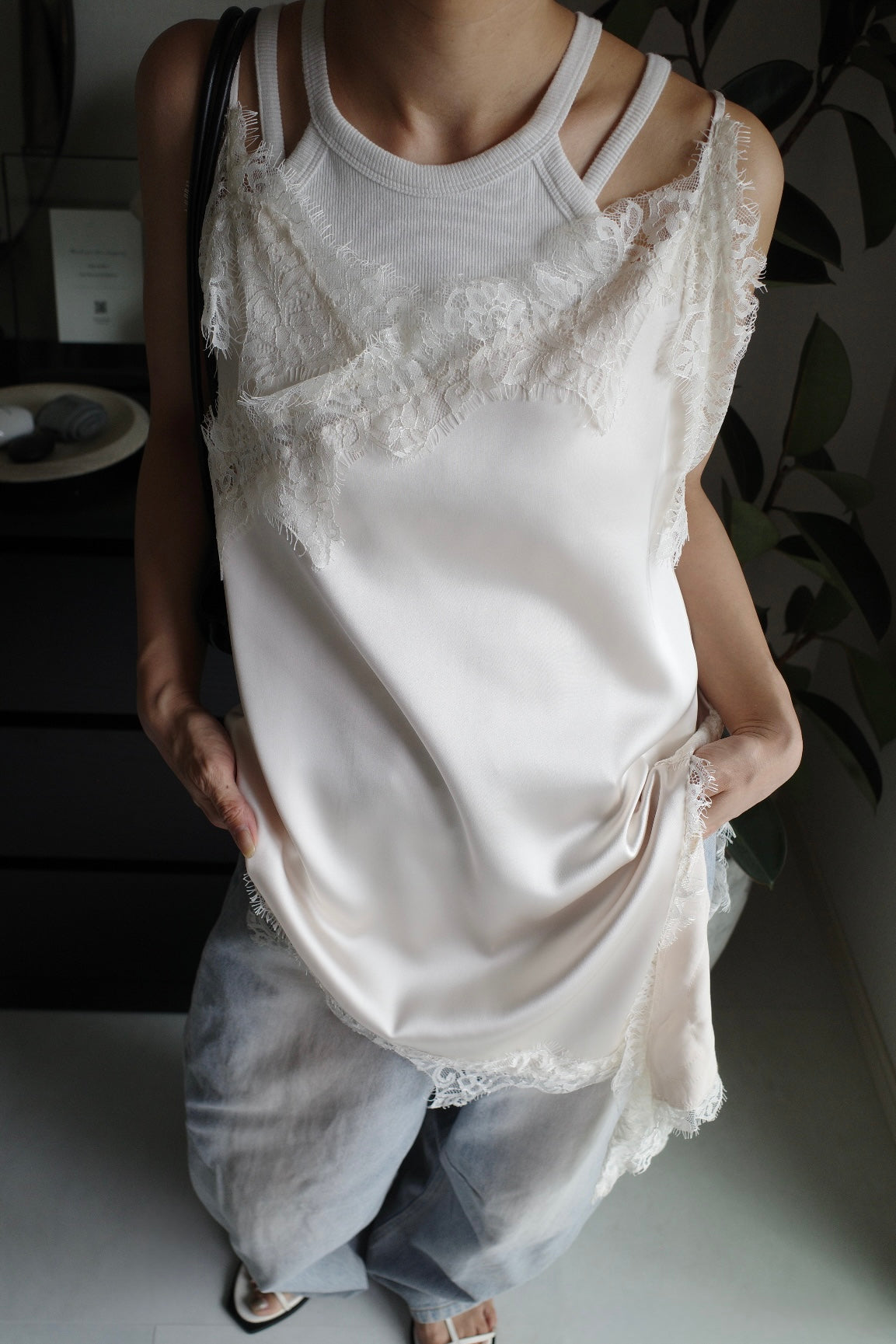 Sier race satin camisole