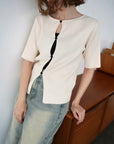 Front button half sleeve top