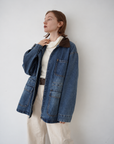 Corduroy Collar Two-Tone Jacket