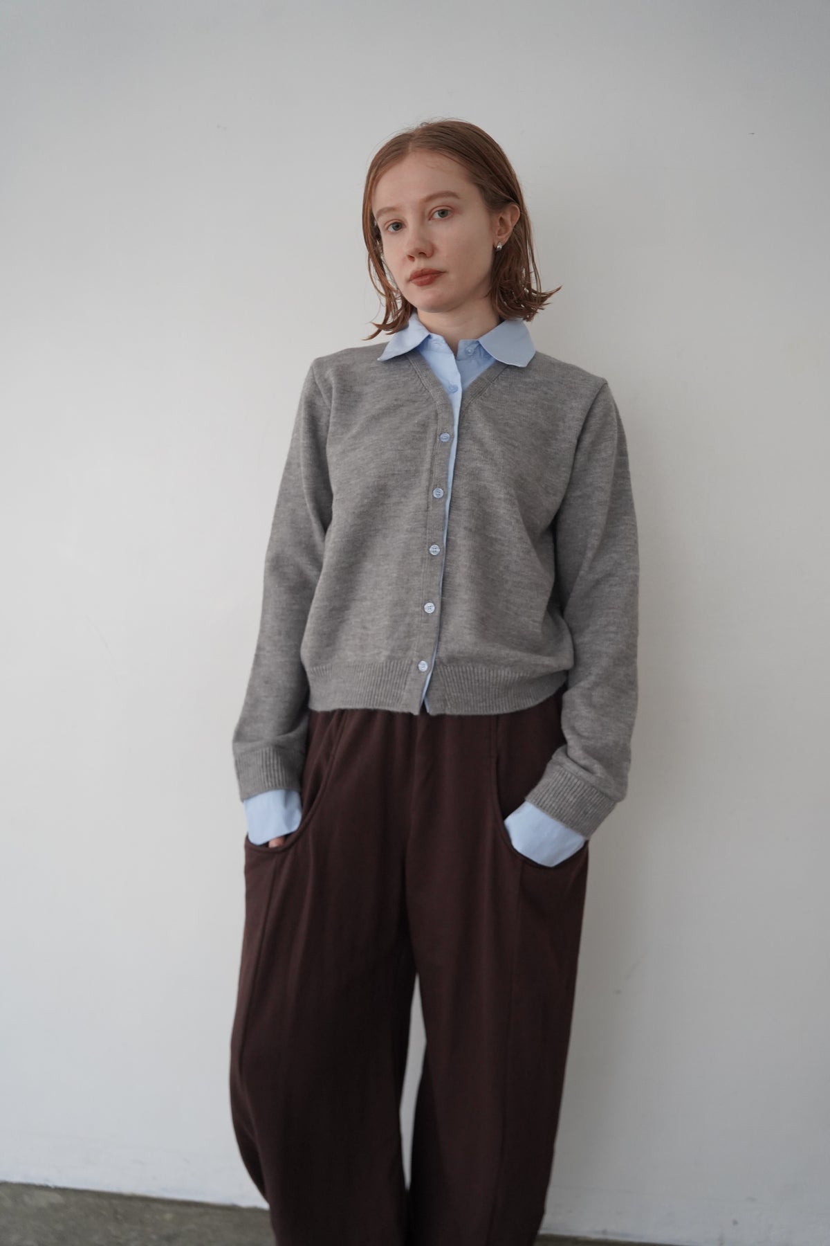 Shirt docking knit cardigan