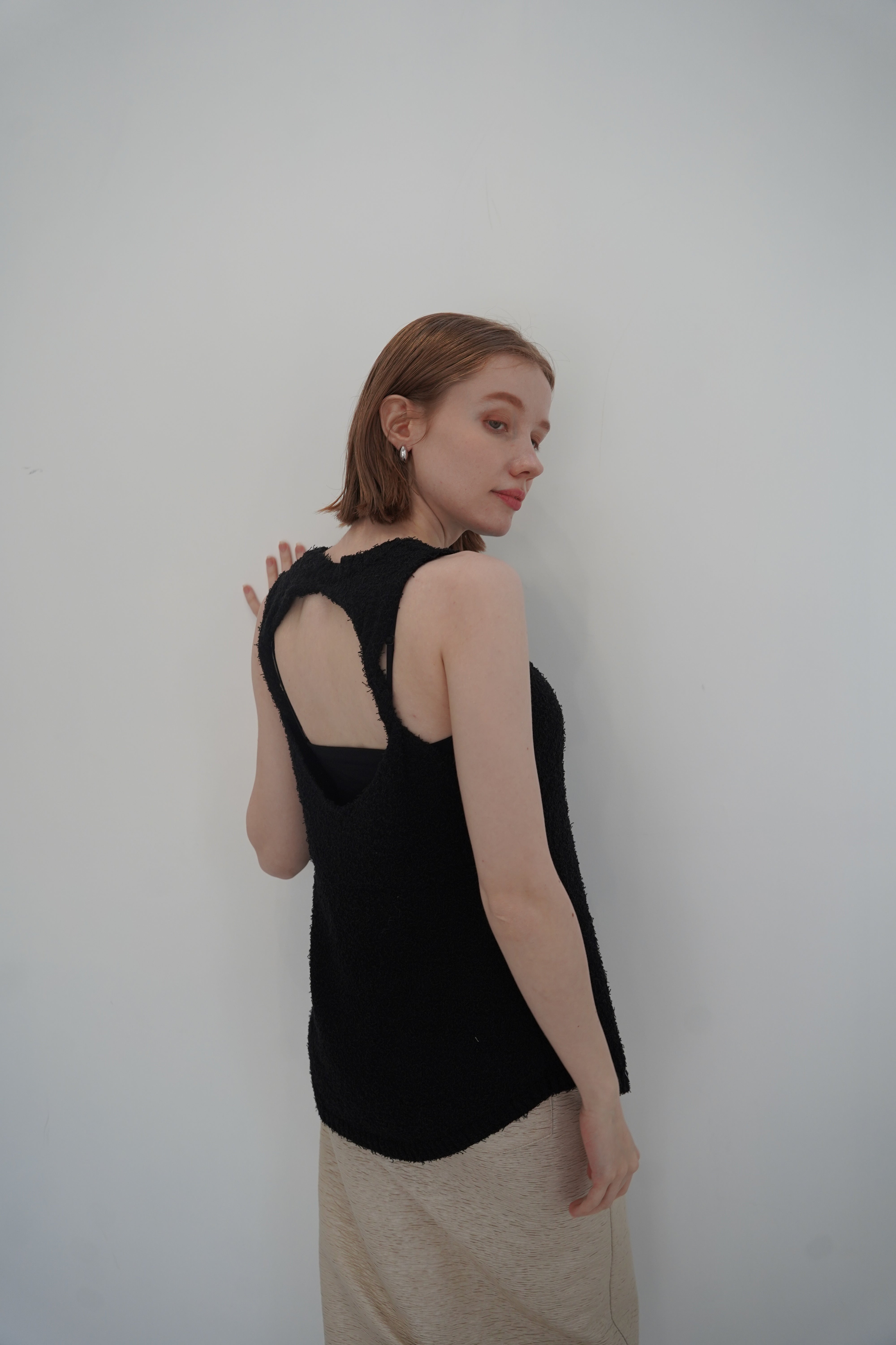 Back open knit tops