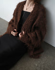 Shaggy mohair long cardigan