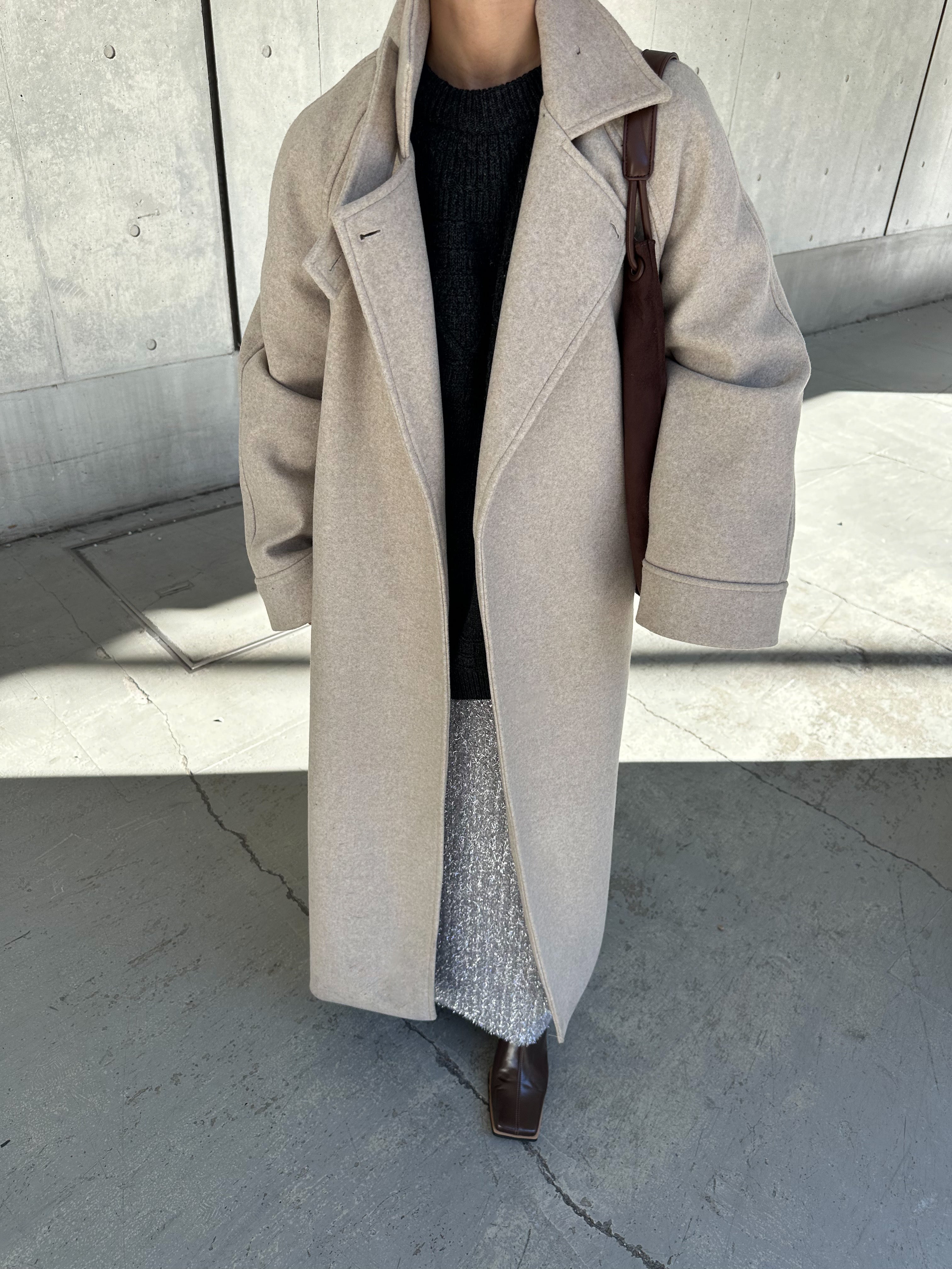 Stand neck Raglan sleeve long coat