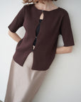 Front button half sleeve top