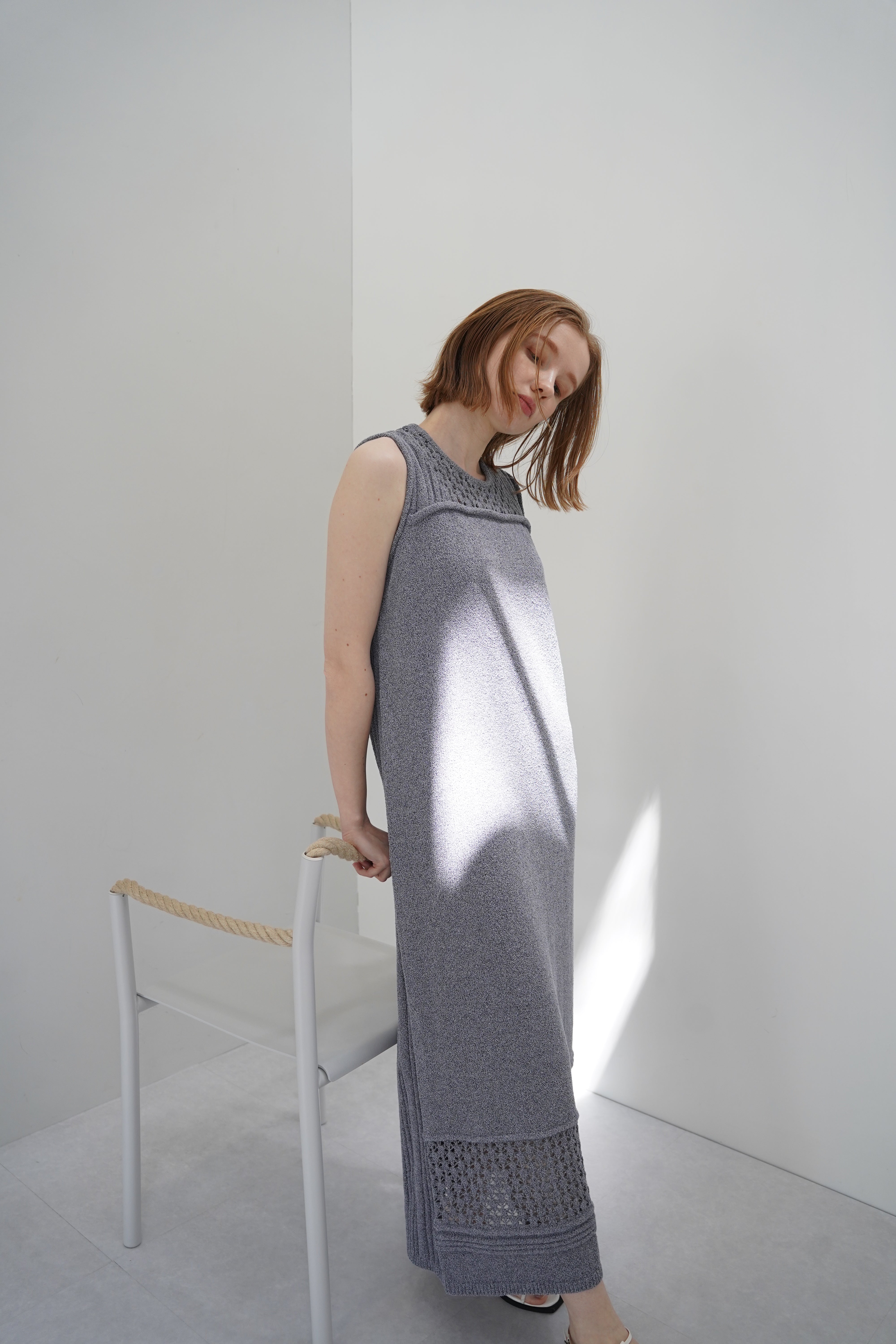 Slab flannel knit one-piece