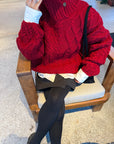 Asymmetric cable knit