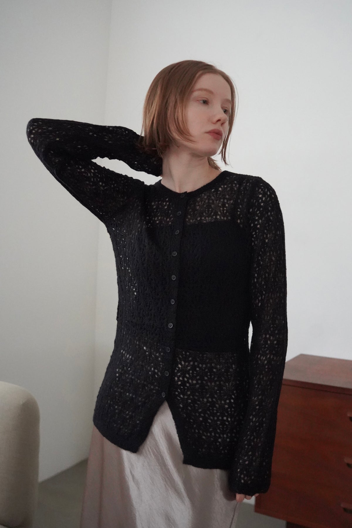 Mohair Touch Openwork Cardigan