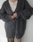 Shaggy mohair long cardigan