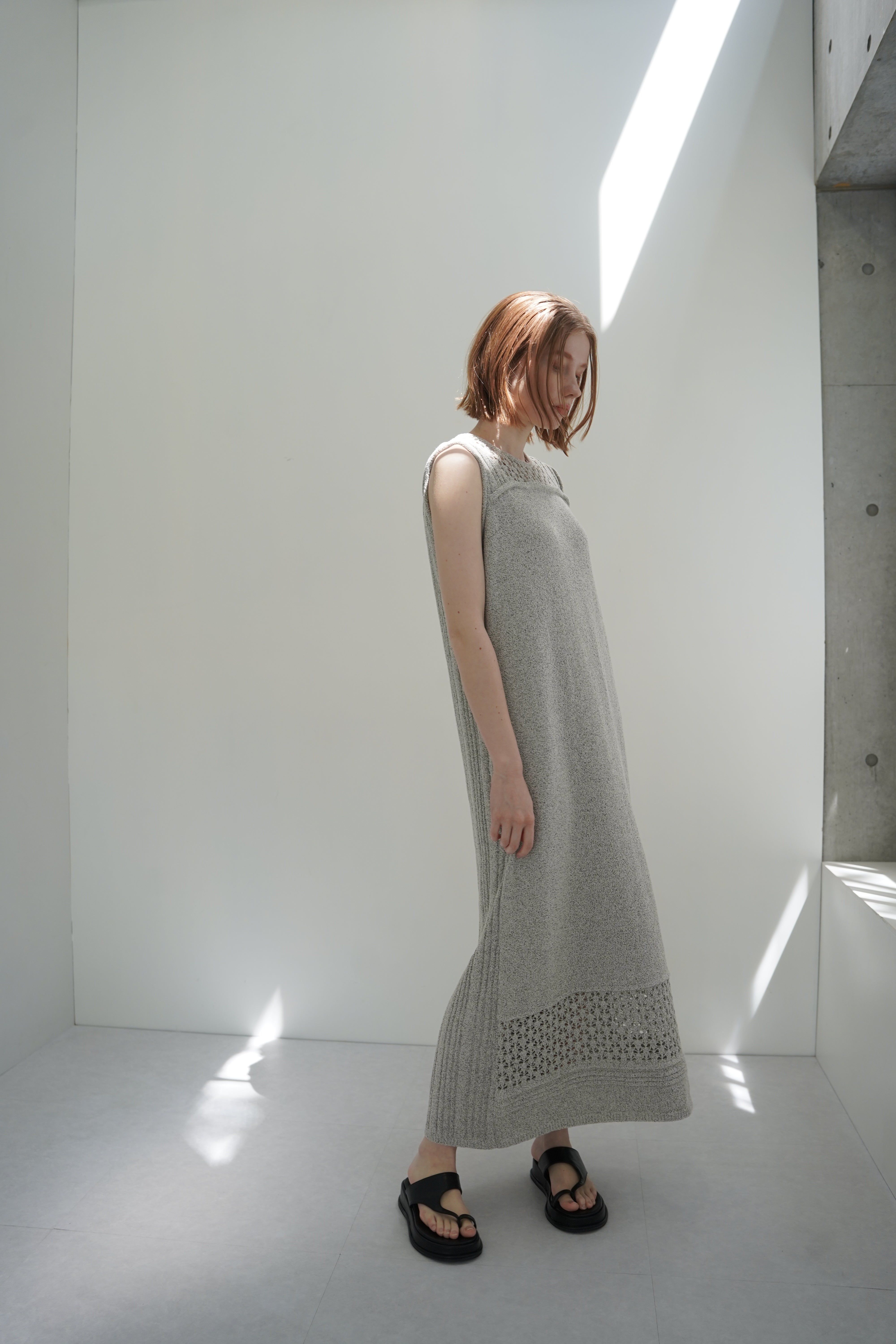 Slab flannel knit one-piece
