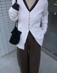【再入荷】Vneck button lib cardigan