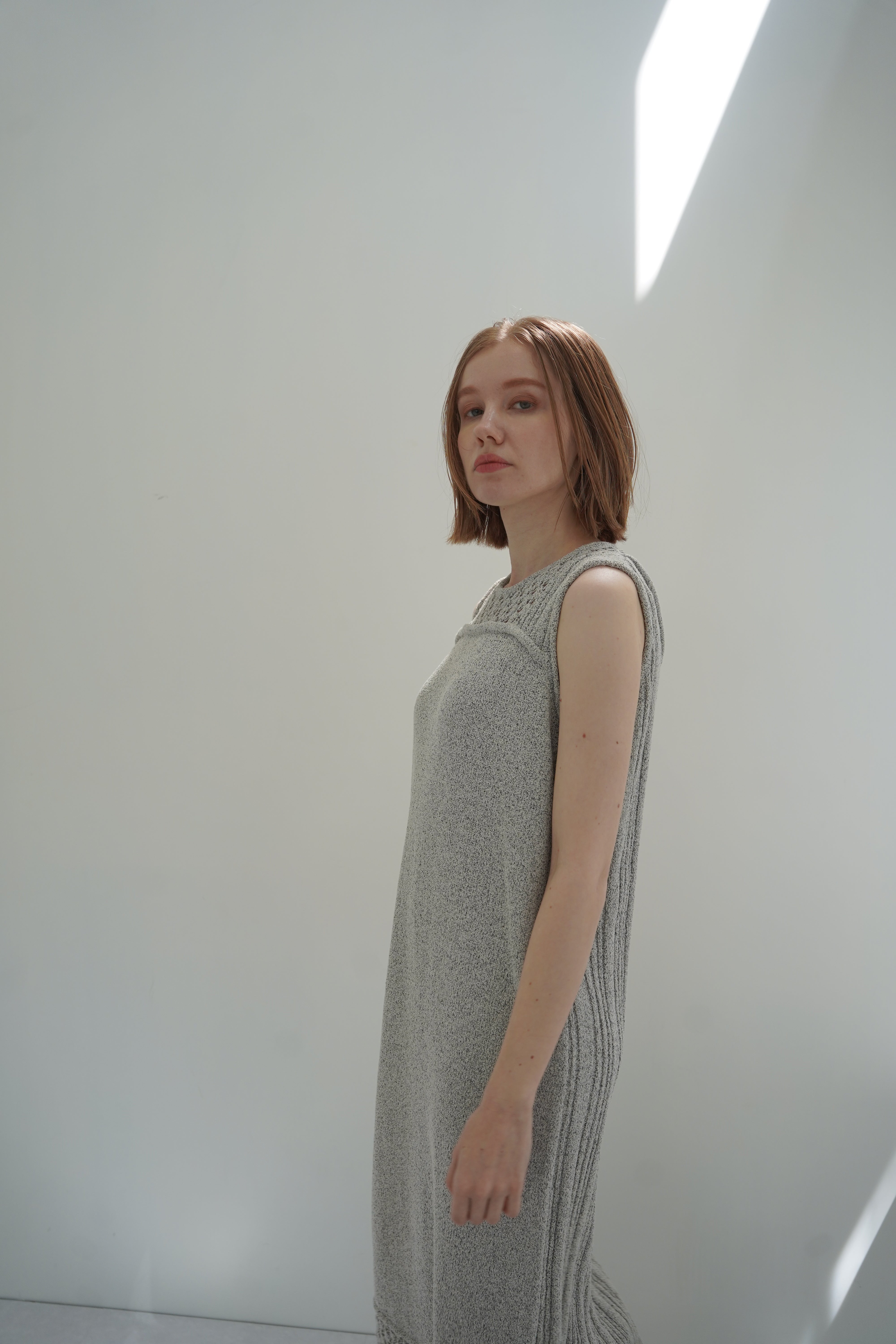 Slab flannel knit one-piece