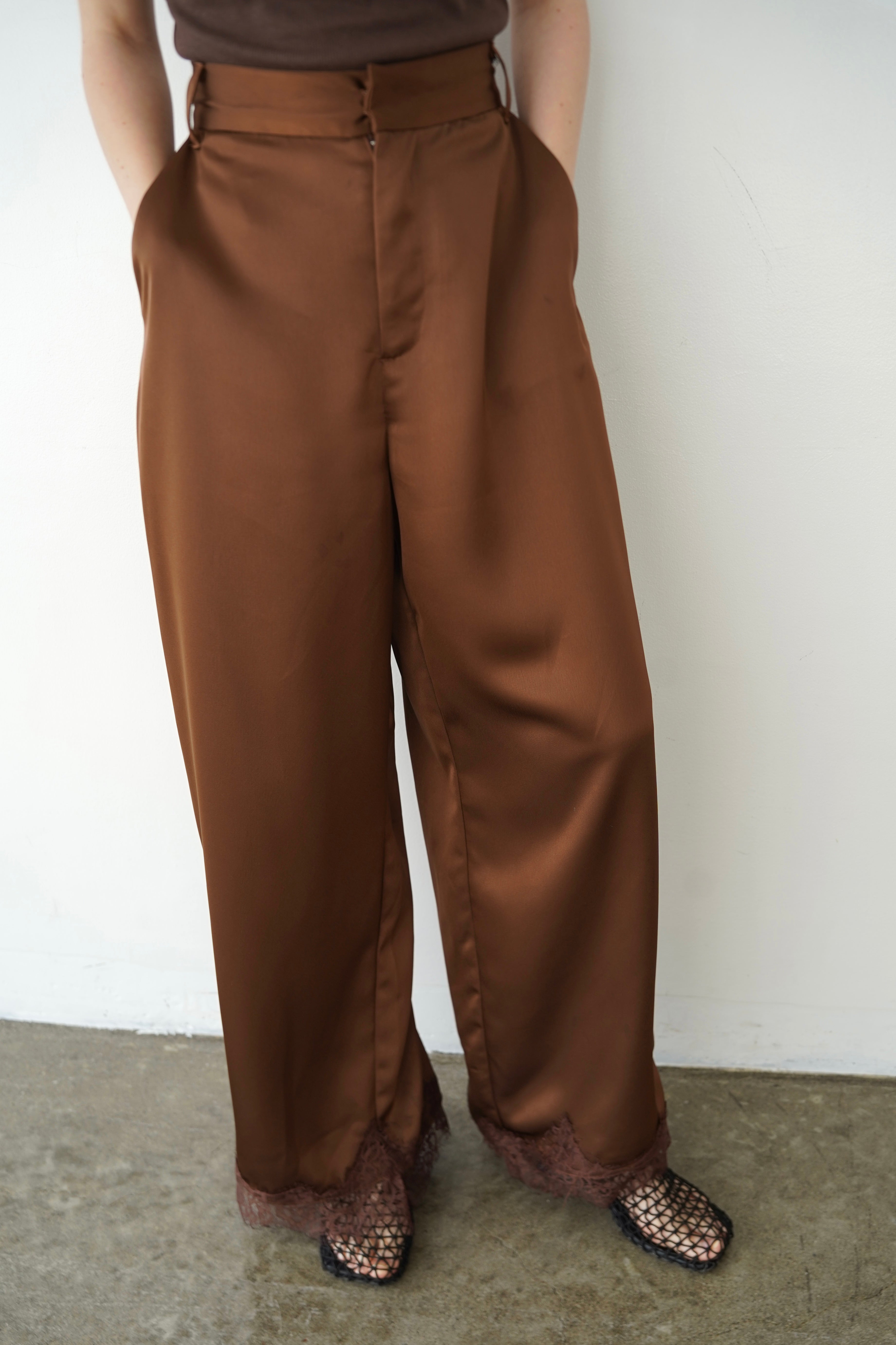 【SET】Race satin pants